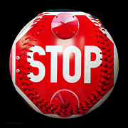 School Bus Stop Sign Baseball Square Photograph by Andee Design