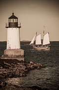 Schooner sailing into harbor Photograph by Jeff Folger