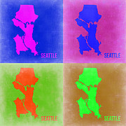 Seattle Pop Art Map 2 Painting by Naxart Studio