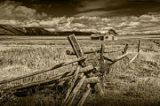 Sepia Colored Photo of a Wood Fence by the John Moulton Farm Photograph by Randall Nyhof
