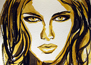 Smokey Eyes woman portrait Painting by Patricia Awapara