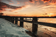 Snowy Sunset in Northport New York Photograph by Alissa Beth Photography