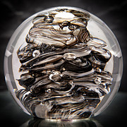 Solid Glass Sculpture 13R9 Black and White Sculpture by David Patterson