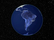 South America At Night Photograph by Science Photo Library