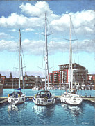 Southampton Ocean Village marina Painting by Martin Davey