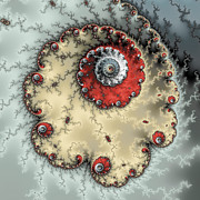 Spiral - fractal artwork in yellow gray and red Photograph by Matthias Hauser