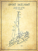 Sport Sailboat Patent from 1977 - Vintage Digital Art by Aged Pixel