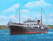 SS Shieldhall on a cruise in the Solent Painting by Martin Davey