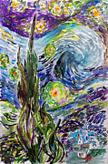 Starry Night After Vincent Van Gogh Painting by Ginette Callaway