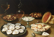 Still life with oysters Painting by Osias the Elder Beert