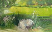 Stowe Lake from Memory Rock Painting by Suzanne Giuriati Cerny