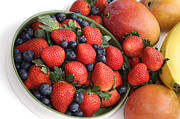 Strawberries Blueberries Mangoes And A Banana - Fruit Tray Photograph by Andee Design