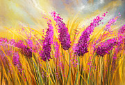 Sunny Lavender Field - Impressionist Painting by Lourry Legarde