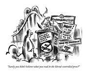 Surely You Didn't Believe What You Read Drawing by Lee Lorenz