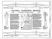 Tacoma Narrows Bridge HABS p1 Photograph by Photo Researchers Tacoma Narrows Bridge HABS p1 Photograph by Photo Researchers