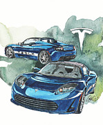 Tesla Painting by Yoshiharu Miyakawa