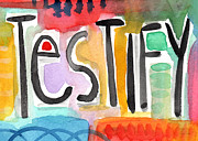 Testify Greeting Card- colorful painting Painting by Linda Woods Testify Greeting Card- colorful painting Painting by Linda Woods