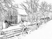  Barn / Outbuildings - Oliver Miller Homestead in the Snow Digital Art by Digital Photographic Arts