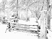 The Barn / Oliver Miller Homestead after a January Snow Digital Art by Digital Photographic Arts