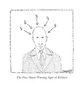 The Five Major Warning Signs Of Baldness Drawing by Robert Mankoff