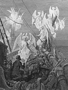 The mariner sees the band of angelic spirits Drawing by Gustave Dore