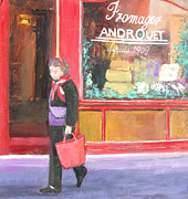 The Parisian shopper, a Paris street scene Painting by Jan Matson