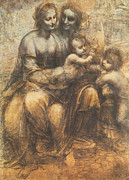 The Virgin and Child with Saint Anne and the Infant Saint John the Baptist Drawing by Leonardo Da Vinci