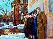 The War Years 1942 Montreal St Mathieu And De Maisonneuve Street Scene Canadian Art Carole Spandau Painting by Carole Spandau