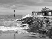 Tide's Turning - Black and White - Southwold Pier Photograph by Gill Billington