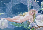 Titania Lying on a Leaf  Painting by John Simmons