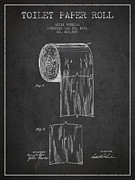 Toilet Paper Roll Patent Drawing From 1891 - Dark Digital Art by Aged Pixel