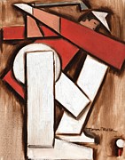 Tommervik Abstract Golfer Art Print Painting by Tommervik