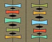 Trapezoids 3 on Brown Digital Art by Donna Mibus