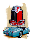 Triumph TR_3 Sports Car in Blue Digital Art by David Kyte