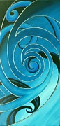 Turquoise Glass Koru Painting by Reina Cottier