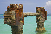 Twin Rusted Dock Piers of the Caribbean Painting by David Letts