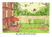 Two People Sitting On Their Back Patio Drawing by Jason Patterson
