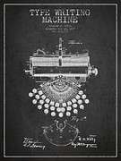 Type Writing Machine Patent Drawing From 1897 - Dark Digital Art by Aged Pixel