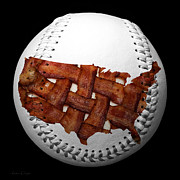 US Bacon Weave Map Baseball Square Photograph by Andee Design