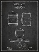 Vintage Beer Keg Patent Drawing from 1898 - Dark Digital Art by Aged Pixel
