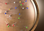 Vintage Globe With Push Pins Photograph by Science Photo Library
