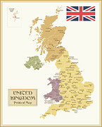 Vintage Map Of United Kingdom Digital Art by Pop jop