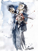 Violine player 1 Painting by Yuriy Shevchuk