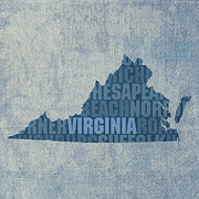 Virginia Word Art State Map on Canvas Mixed Media by Design Turnpike