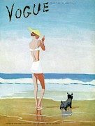 Vogue Magazine Cover Featuring A Woman On A Beach Painting by Eduardo Garcia Benito