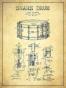Waechtler Snare Drum Patent Drawing from 1910 - Vintage Digital Art by Aged Pixel