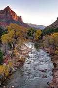 Watchman Sunset in Fall - Zion National Park Photograph by Gary Whitton