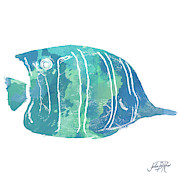 Watercolor Fish In Teal IIi Painting by Julie Derice Watercolor Fish In Teal IIi Painting by Julie Derice