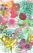 Watercolor Garden Blooms Painting by Linda Woods