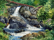 Waterfall Among The Rocks Painting by Anthony Coulson